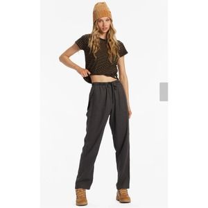 Billabong Beachy Keen Women's Woven Pants Gray Pull On Drawstring XL NWOT
